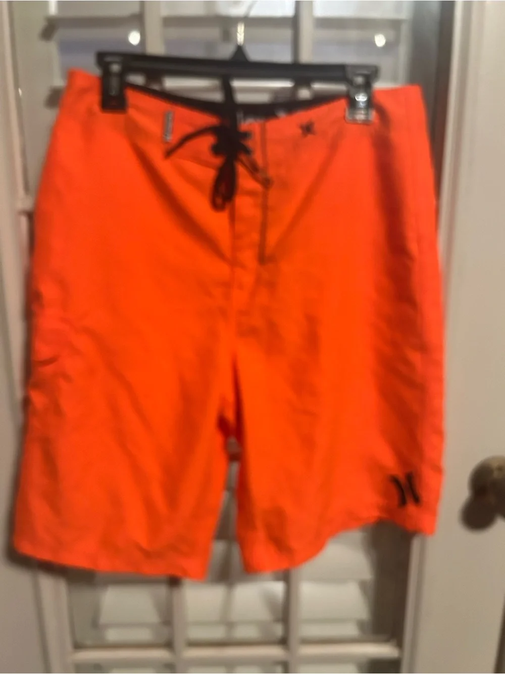 Hurley Neon Orange Men's Board Shorts with Black Drawstring